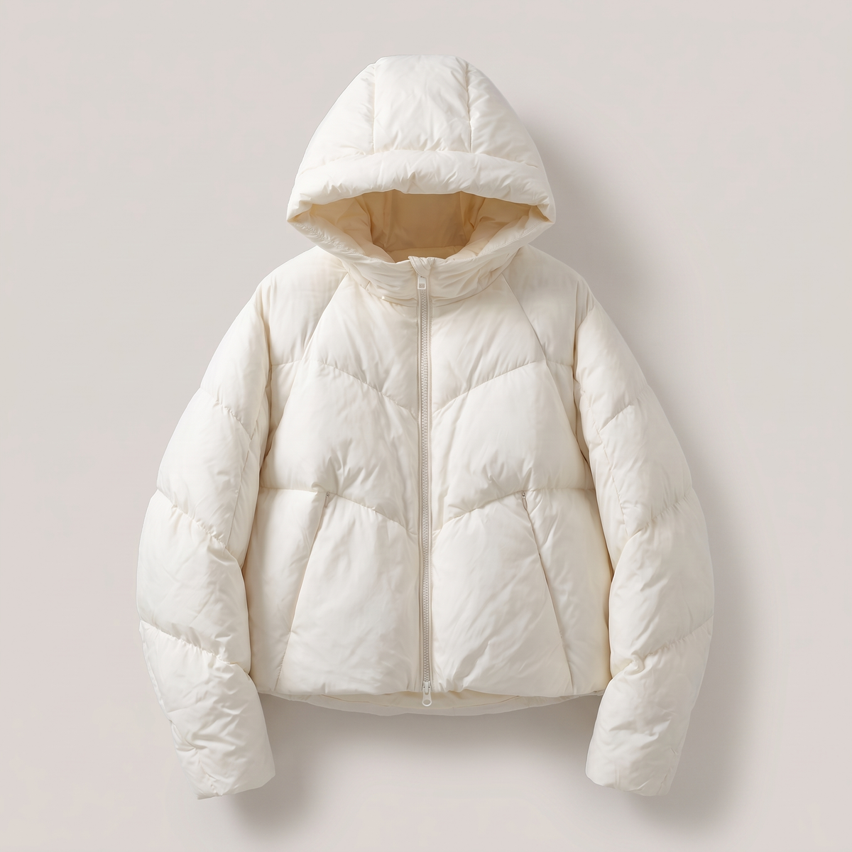 Kathryn Hooded Puffer Jacket - Beige