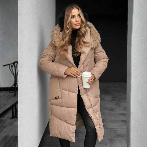 Judith Long Quilted Coat - Sand