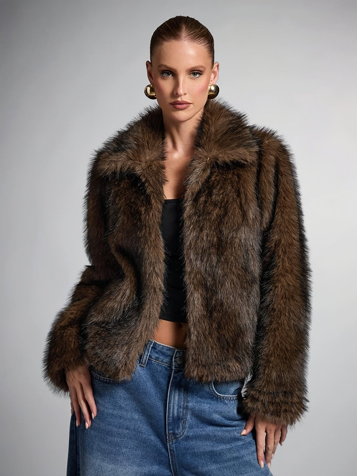 Holly Women's Cropped Plush Faux Fur Jacket