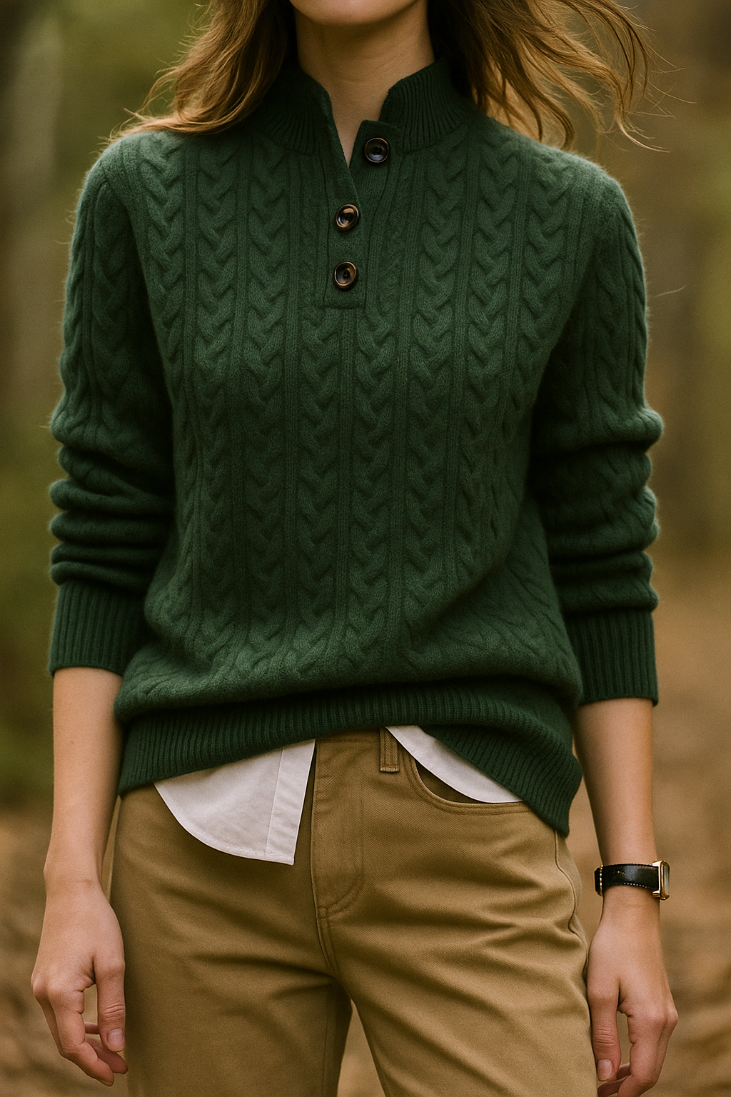 Dottie Women's Cashmere Cable Knit Jumper - Dark Green