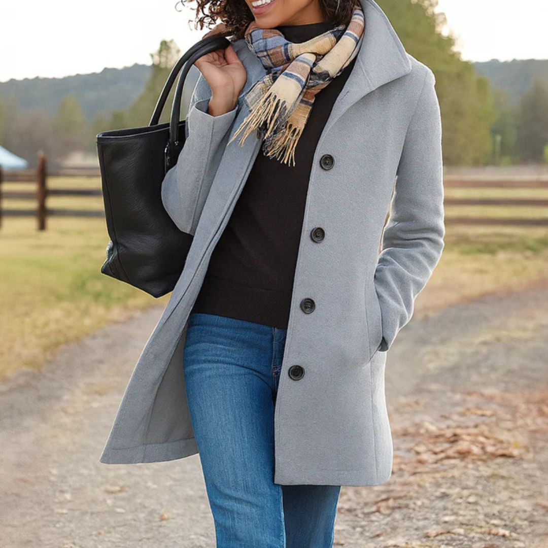 Rosie Women's Wool Winter Coat - Light Gray