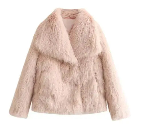 Elin Women's Fluffy Cropped Faux Fur Coat - Pink