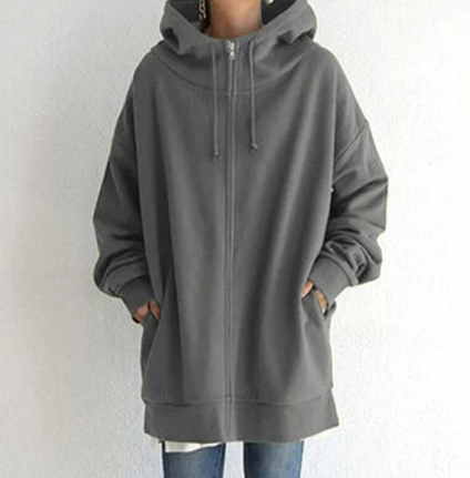 Elodie Women's Oversized Zip Up Hoodie - Grey
