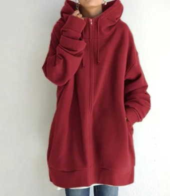Elodie Women's Oversized Zip Up Hoodie - Red