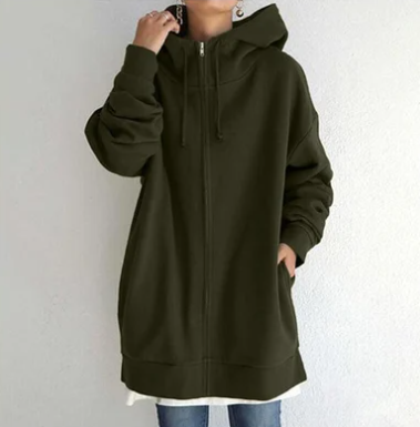 Elodie Women's Oversized Zip Up Hoodie - Army Green