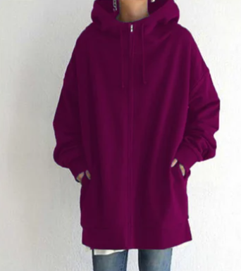 Elodie Women's Oversized Zip Up Hoodie - Fuchsia