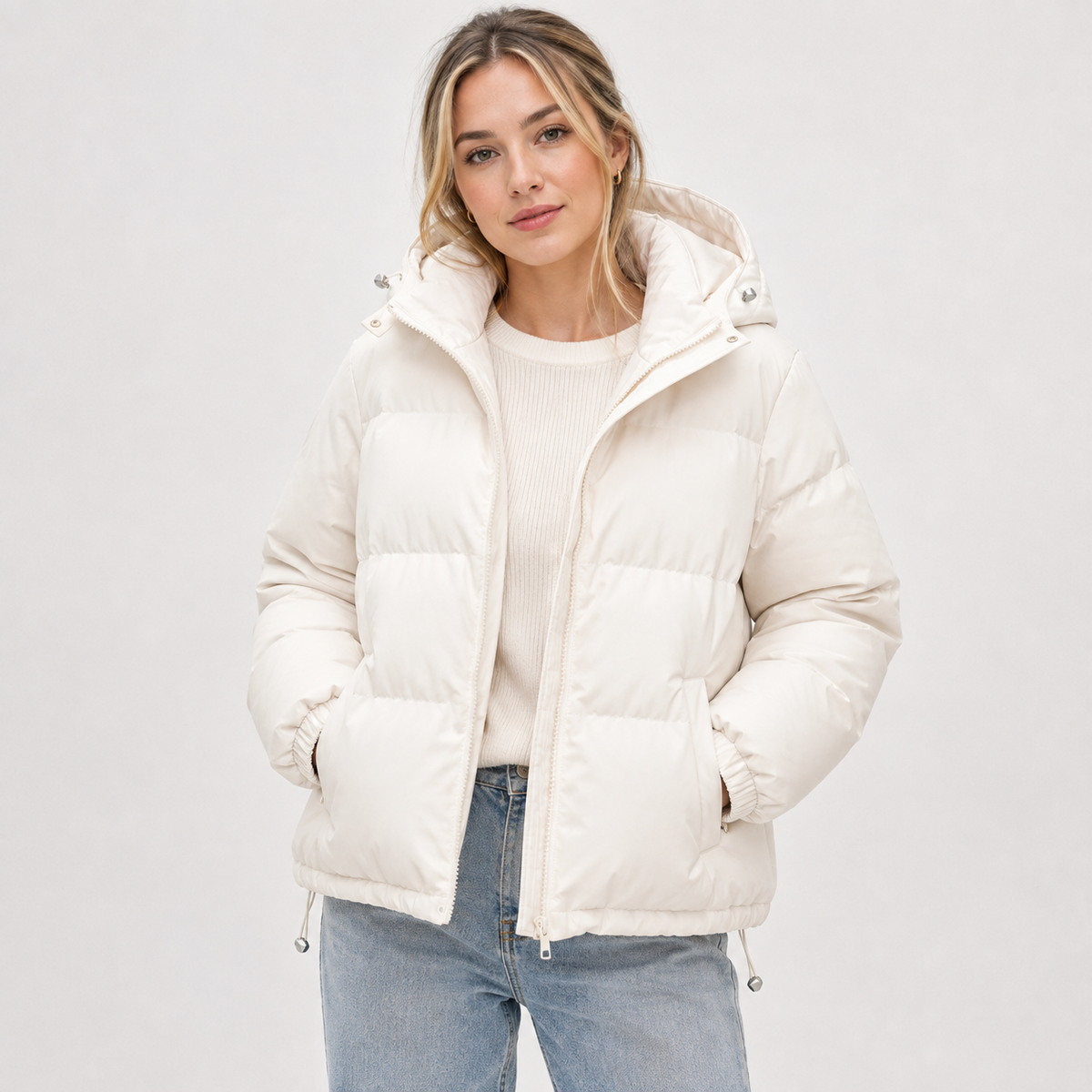 Lucy Women's Quilted Puffer Jacket - Beige