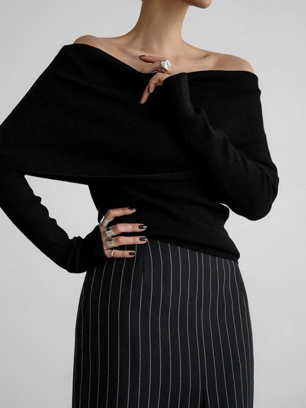 Marina Off the Shoulder Jumper - Black