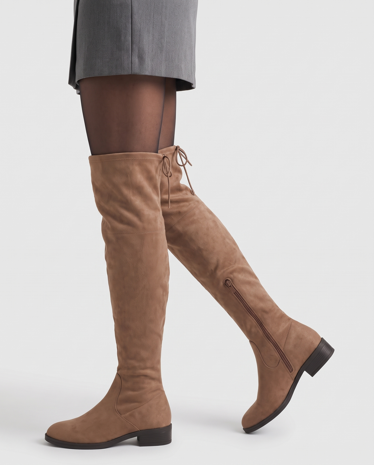 Alison Women's Flat Suede Over the Knee Boots - Brown