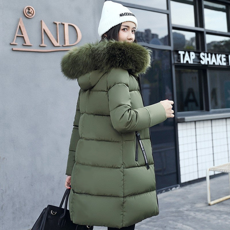 Daisy Long Puffer Winter Coat - Army Green