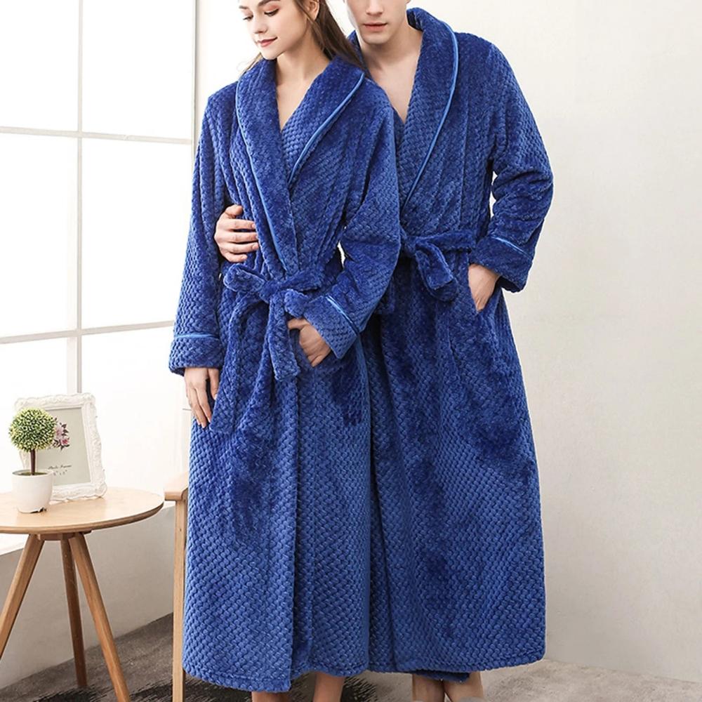 Sheila Long Fleece Dressing Gown - Sapphire