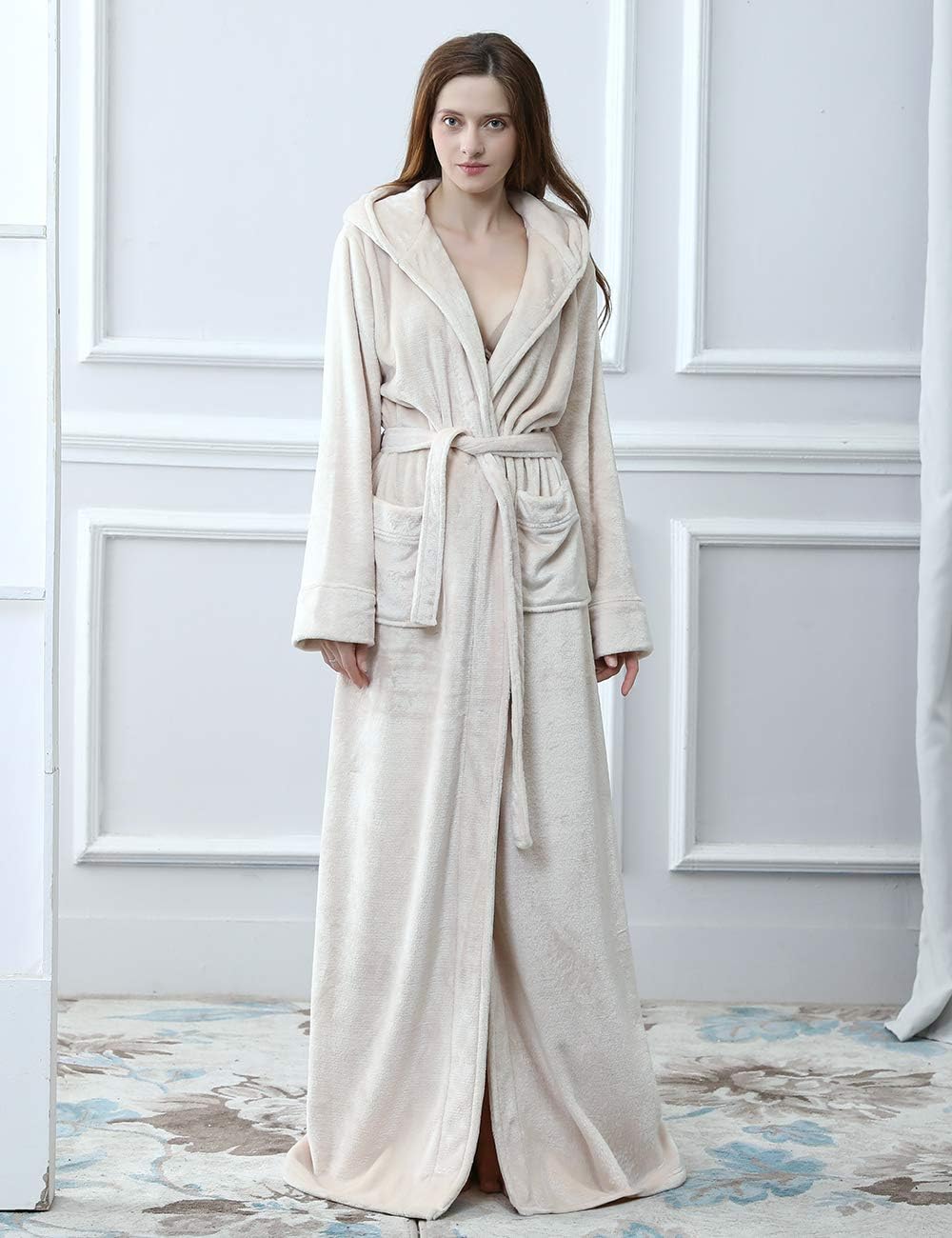 Hilda Long Fleece Hooded Dressing Gown