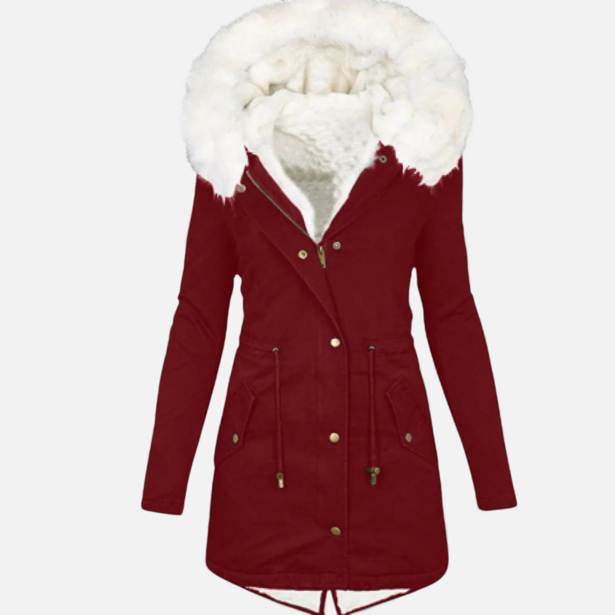 Colette Padded Parka Jacket - Dark Red