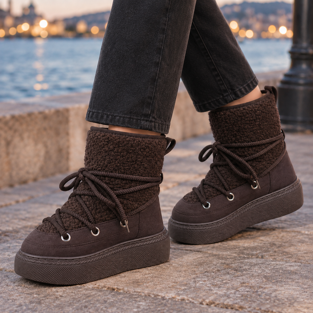 Bridget Teddy Winter Ankle Boots - Brown