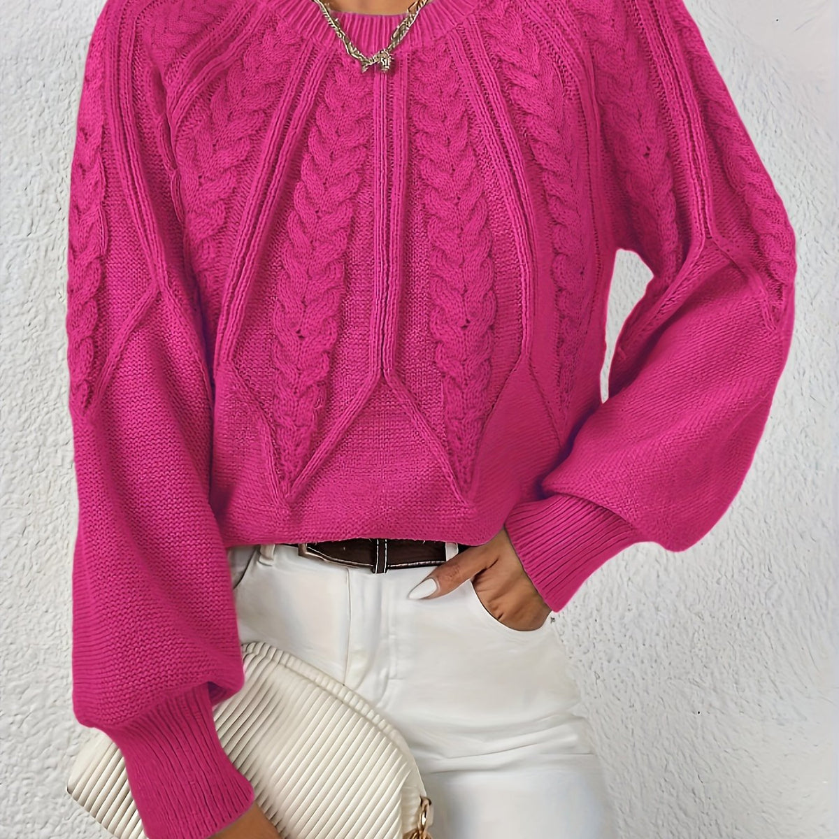 Marnie Women's Cable Knit Jumper - Pink