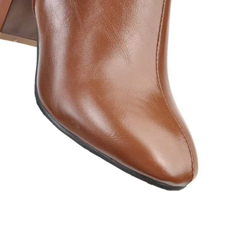 Women's Knee-High Heeled Boots with Side Zip Closure