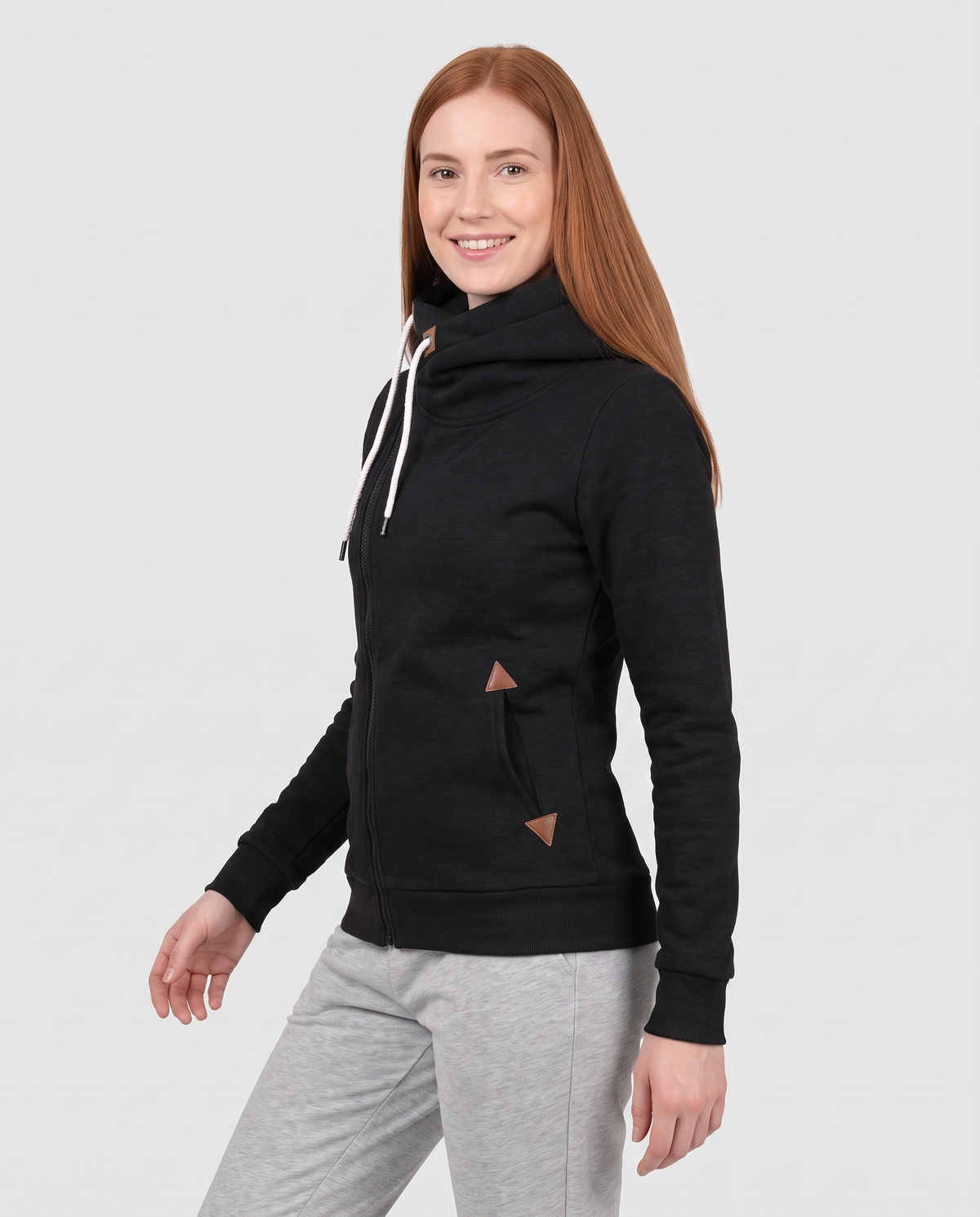 Moira Women's Asymmetric Zip Up Hoodie - Black