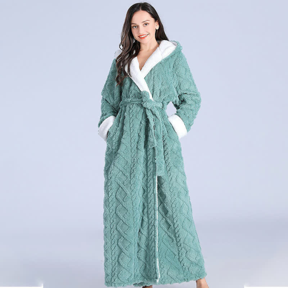 Hester Long Fleece Hooded Dressing Gown