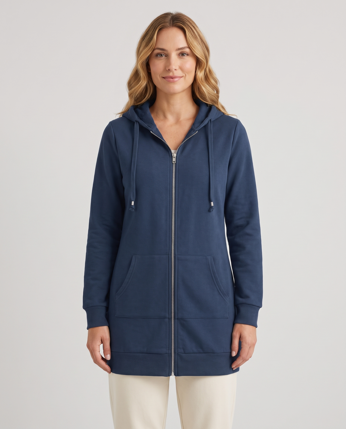 Shona Women's Longline Zip Up Hoodie - Royal Blue