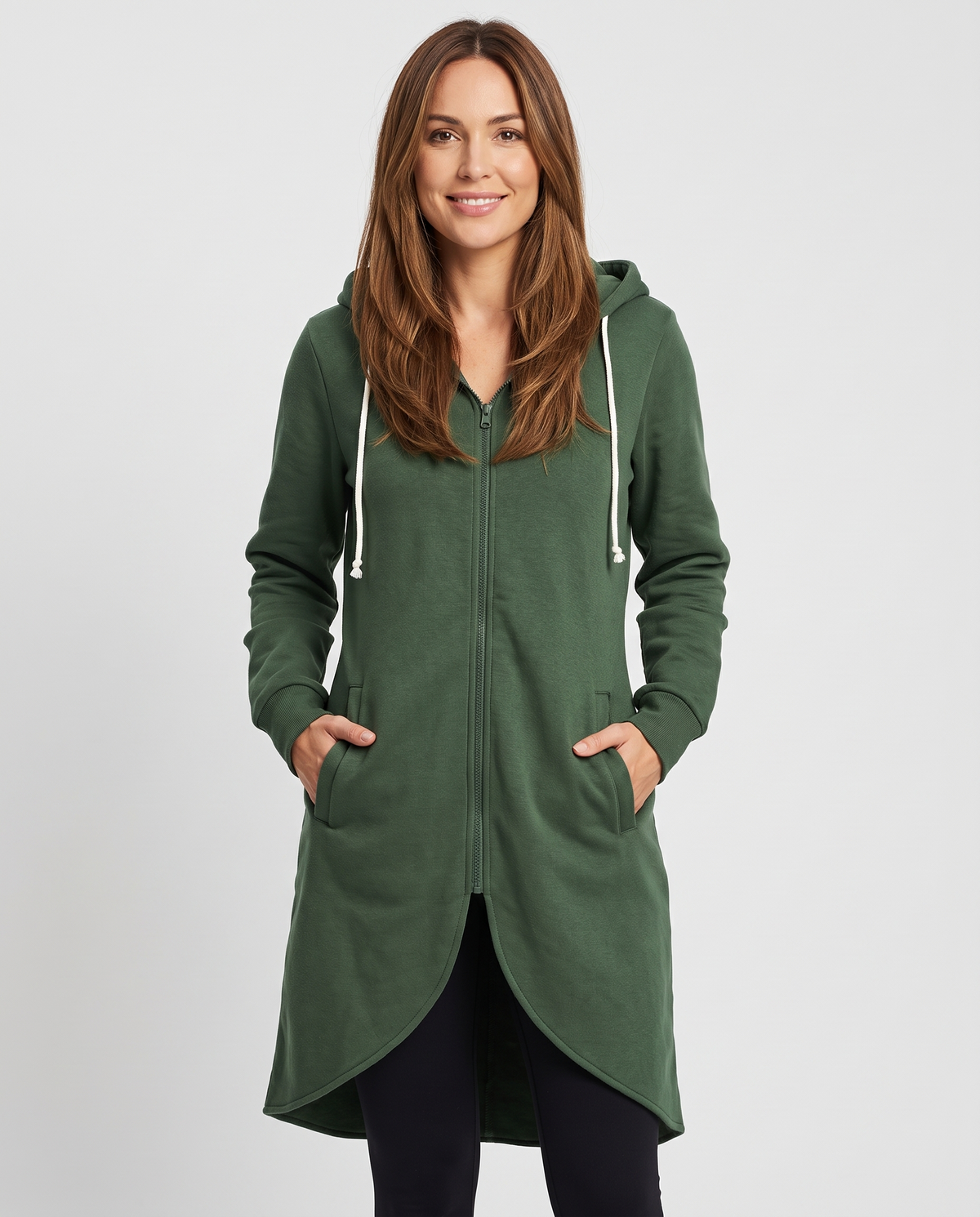 Sorcha Women's Long Zip Up Hoodie - Green