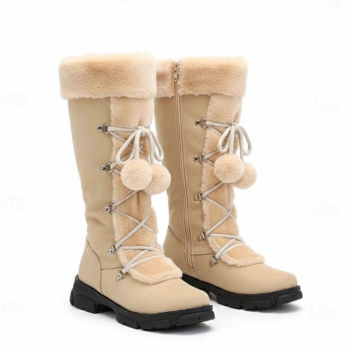 Pauline Faux Suede Winter Boots - Beige