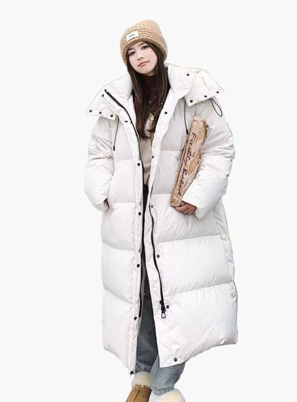 Vera Women's Long Puffer Coat - Beige
