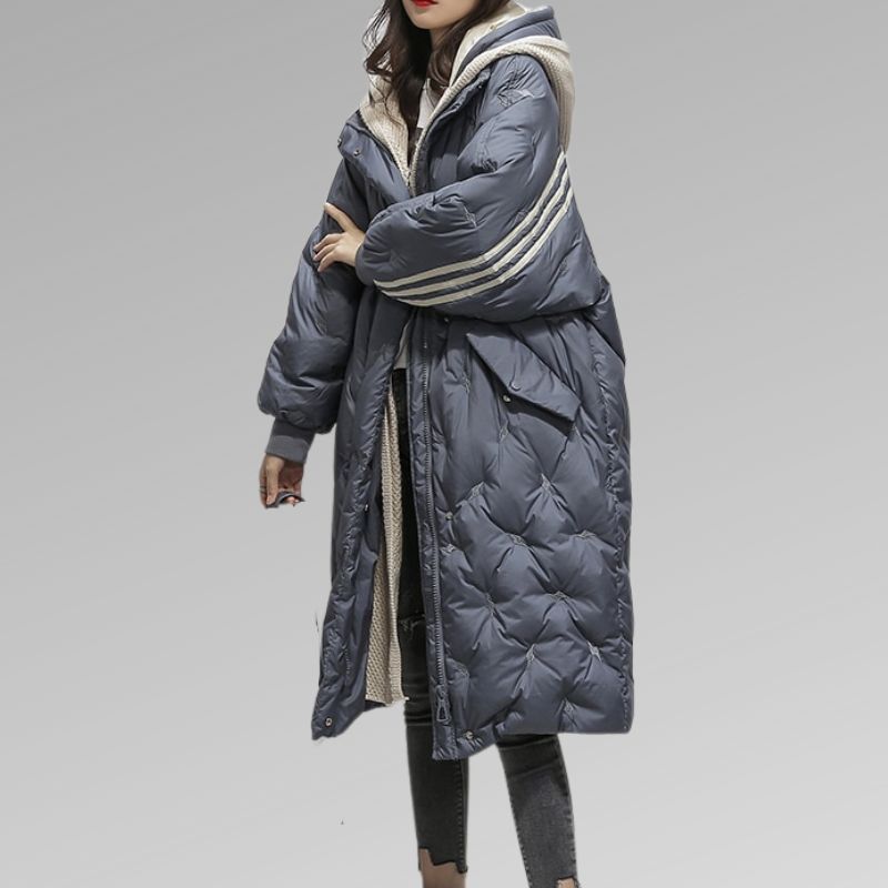 Rosemary Long Puffer Winter Coat - Navy Blue