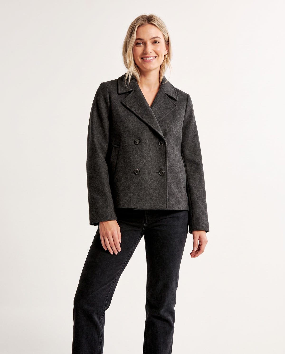 Nesta Women's Wool Blend Peacoat in Charcoal
