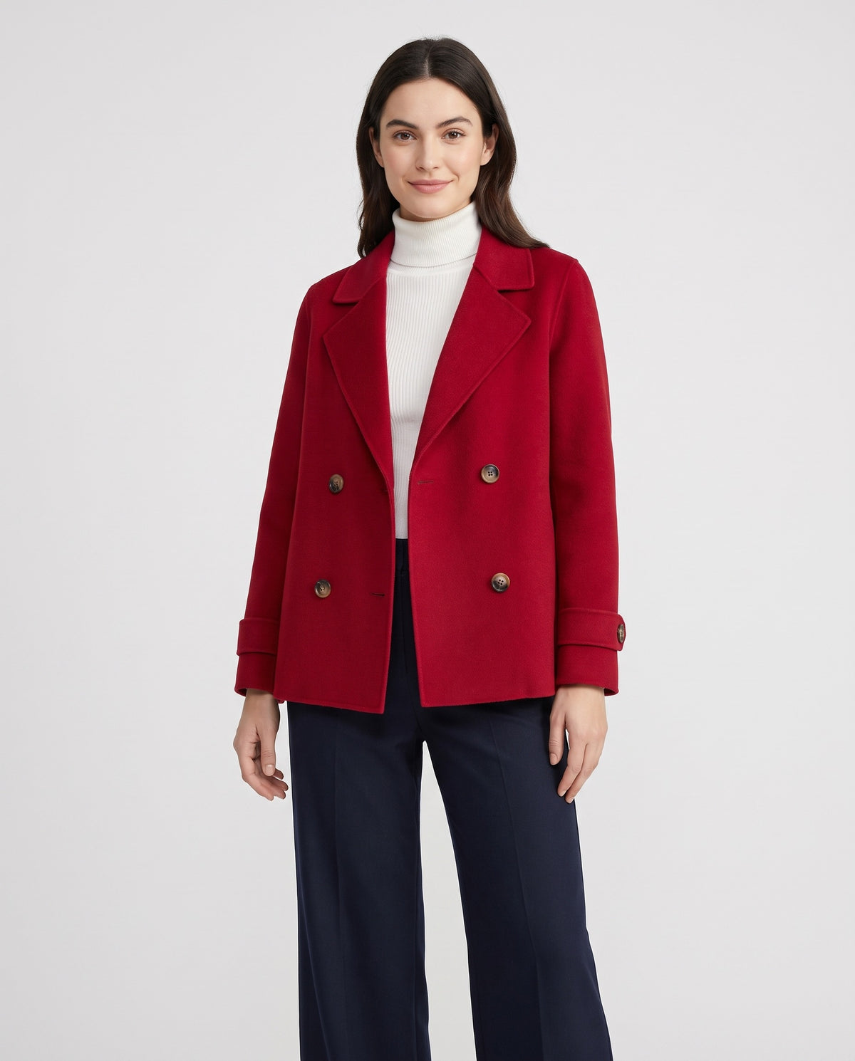 Nesta Women's Wool Blend Peacoat in Crimson