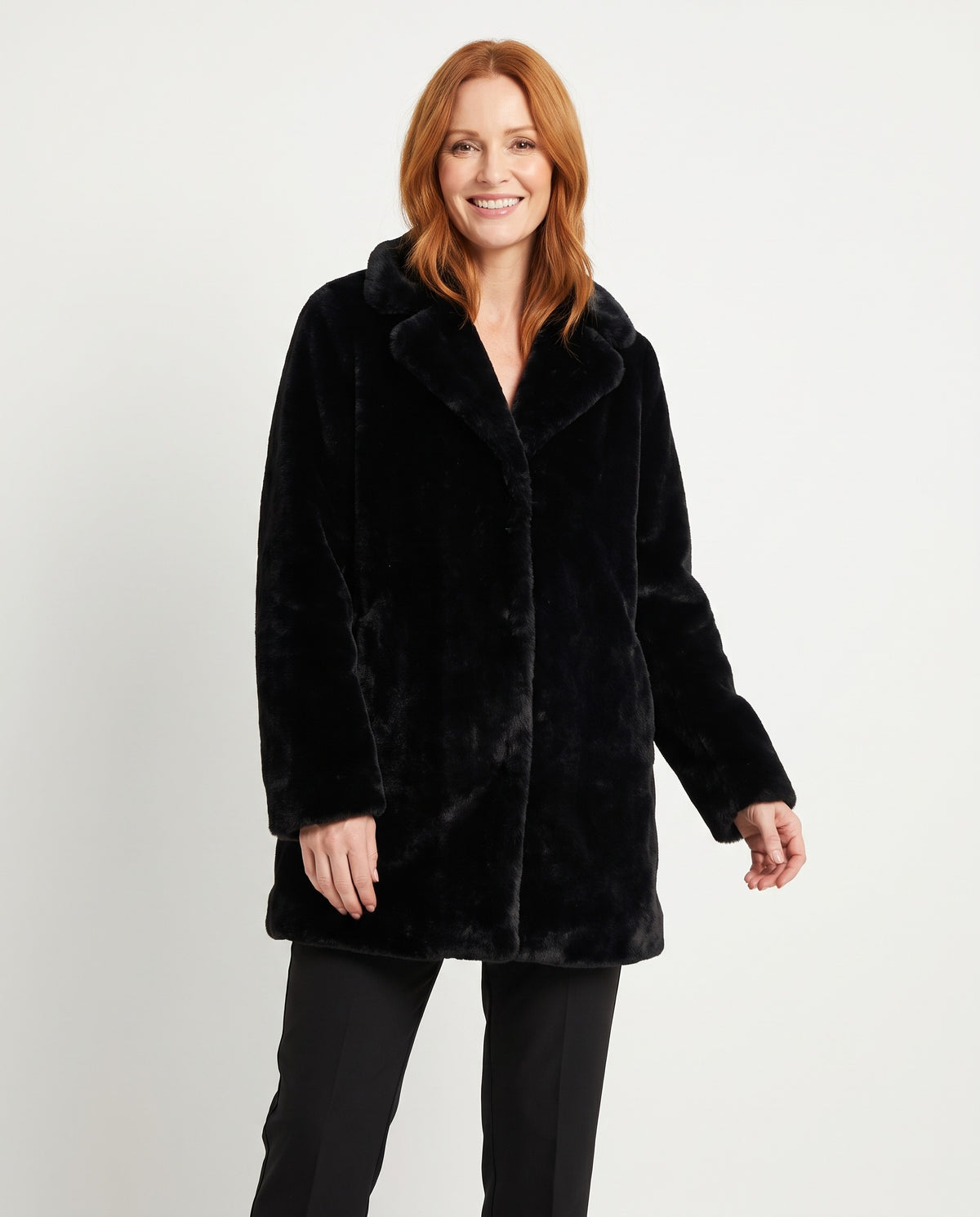 Mali Women's Winter Faux Fur Coat in Black