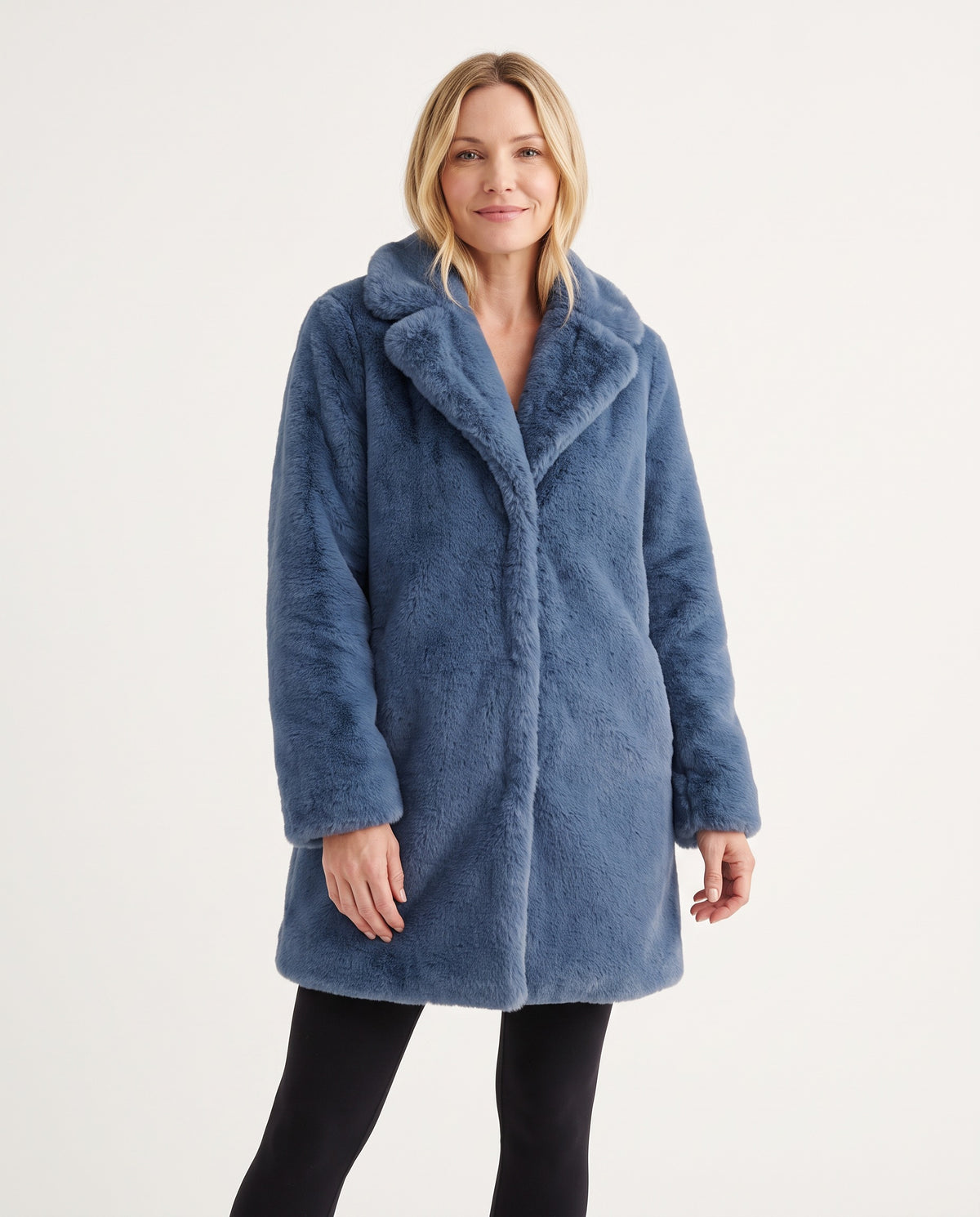 Mali Women's Winter Faux Fur Coat in Blue
