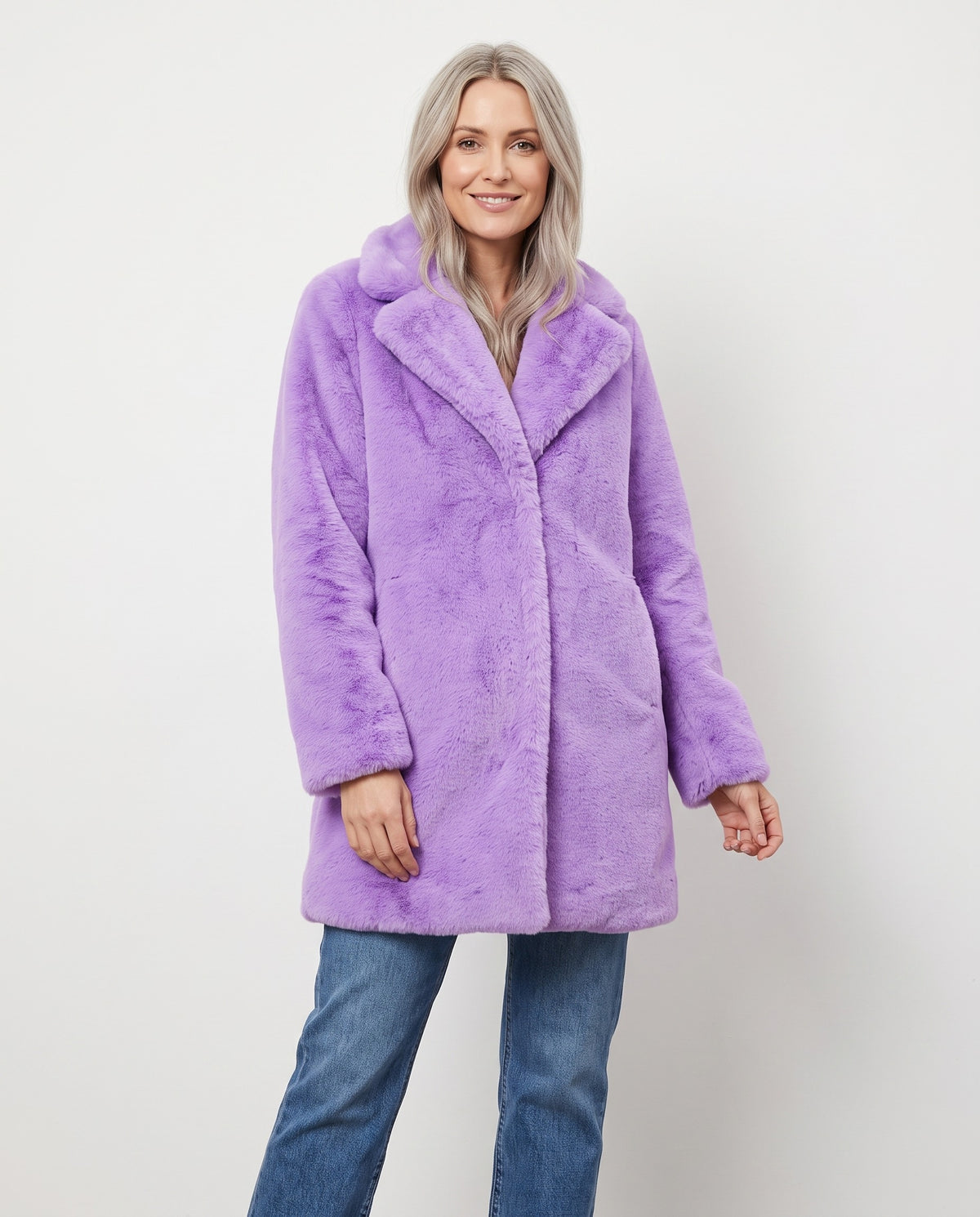 Mali Women's Winter Faux Fur Coat in Lilac
