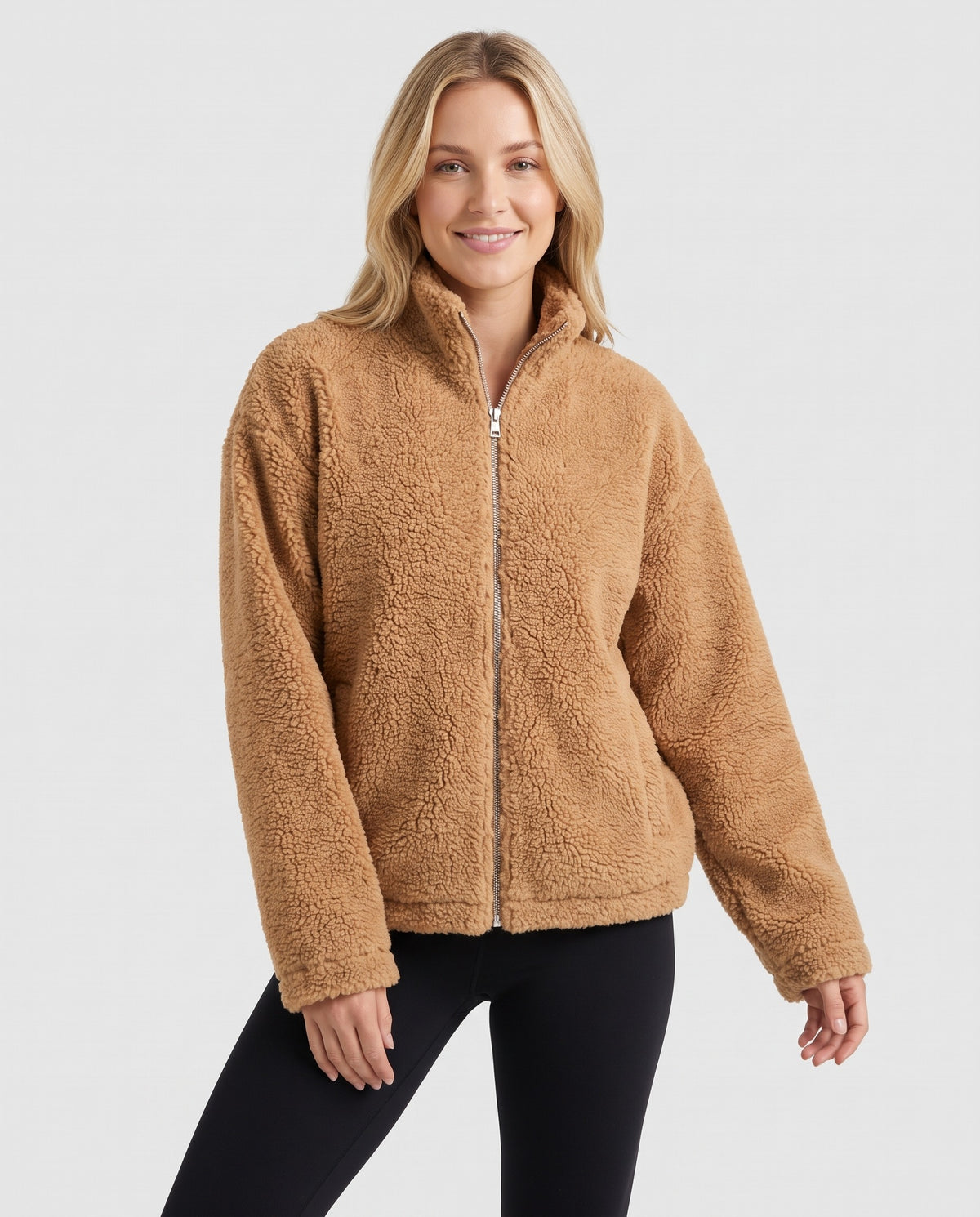 Lowri Women's Winter Teddy Faux Fur Coat in Khaki