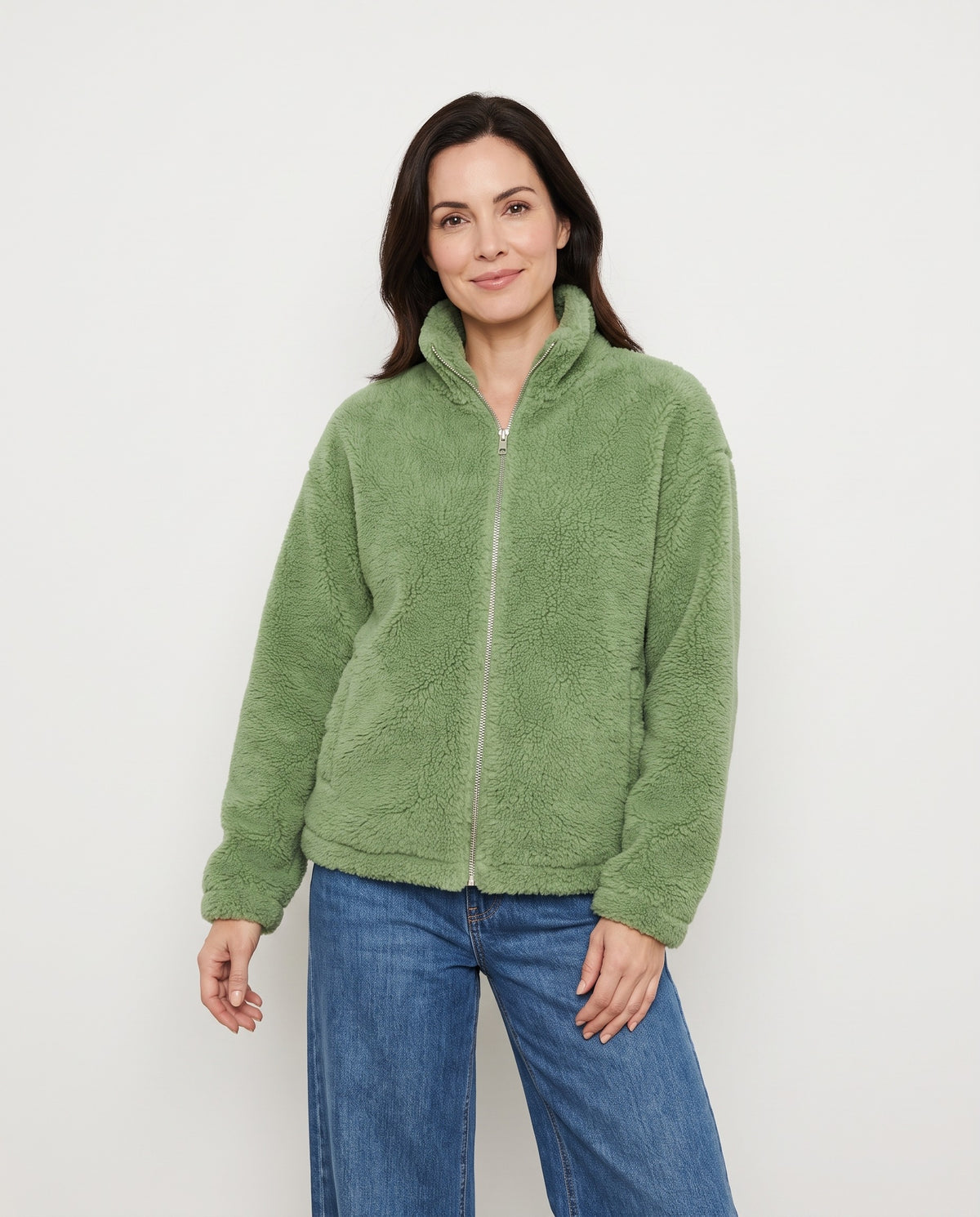 Lowri Women's Winter Teddy Faux Fur Coat in Green
