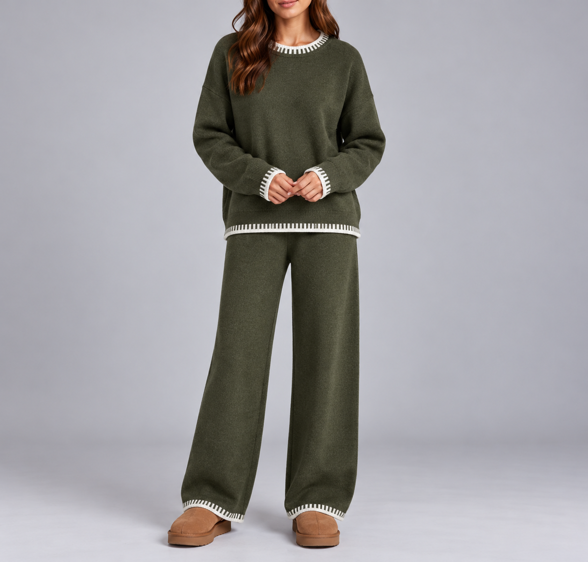 Evelyn Knitted Loungewear Set - Green