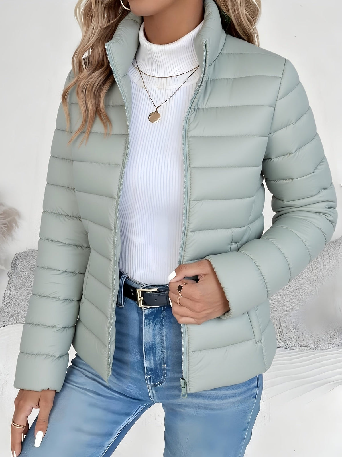 Celeste Lightweight Padded Jacket - Ivory White