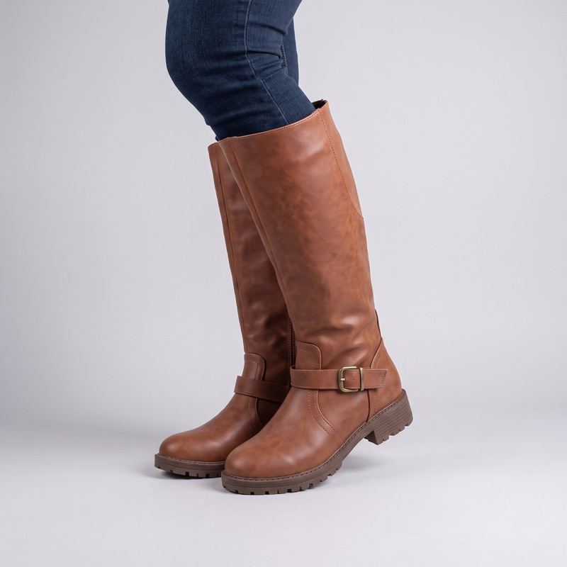 Robyn Women's Winter Leather Flat Knee High Boots