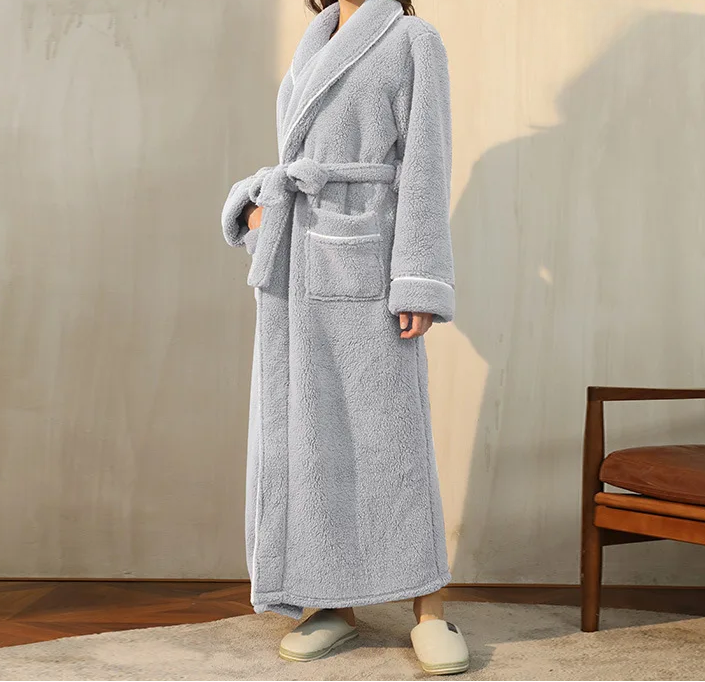 Valerie Long Flannel Dressing Gown - Light Grey