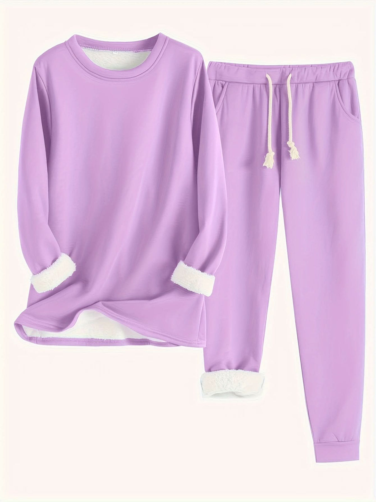 Annette Fleece Lined Loungewear Set - Purple
