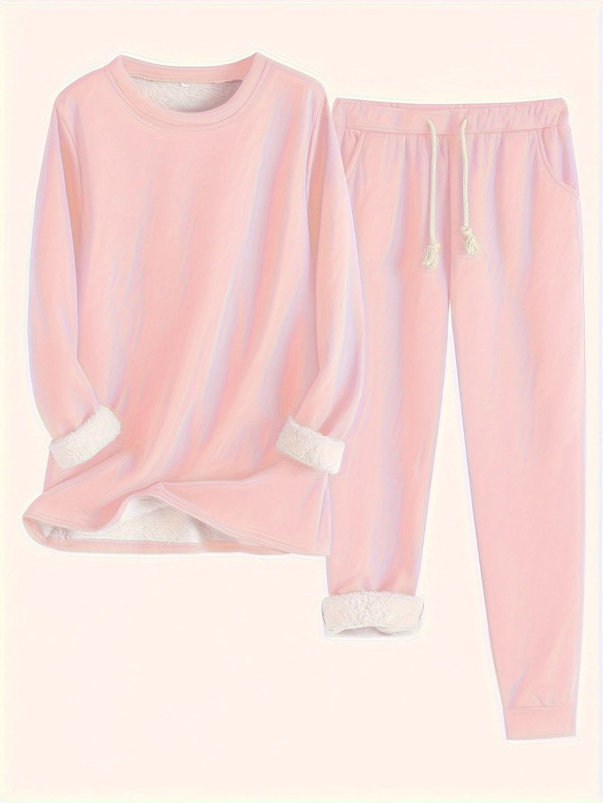Annette Fleece Lined Loungewear Set - Pink