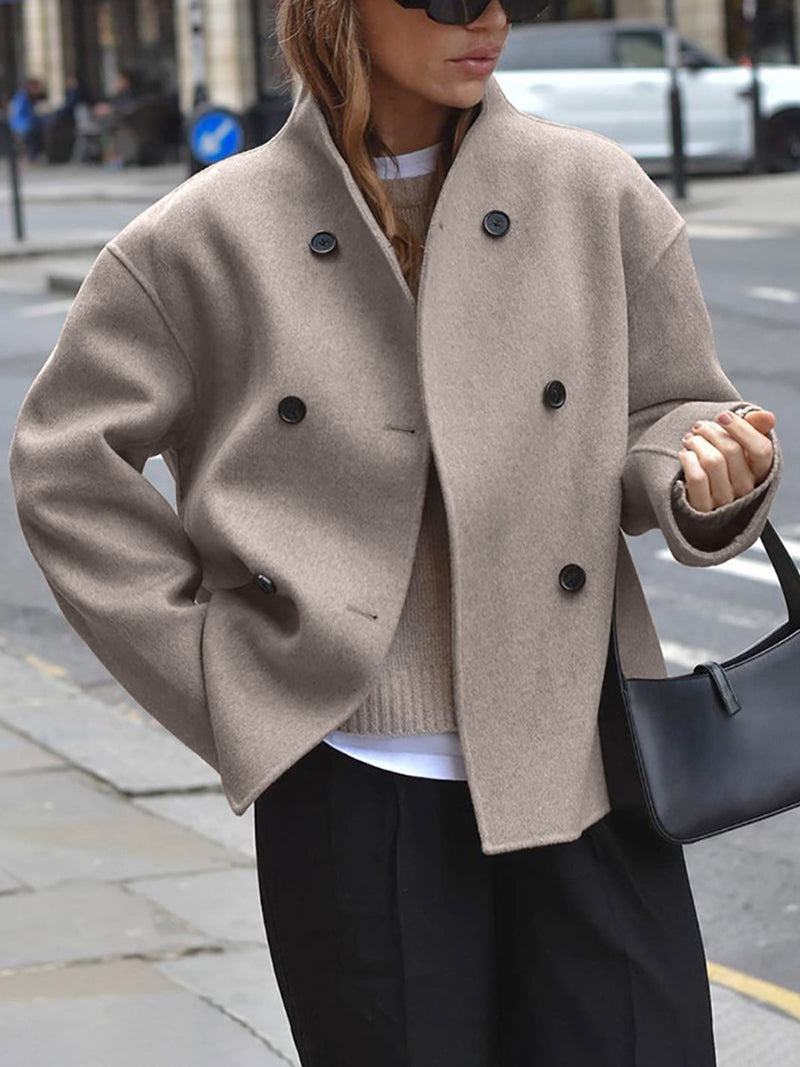 Kerra Women's Double Breasted Peacoat - Taupe