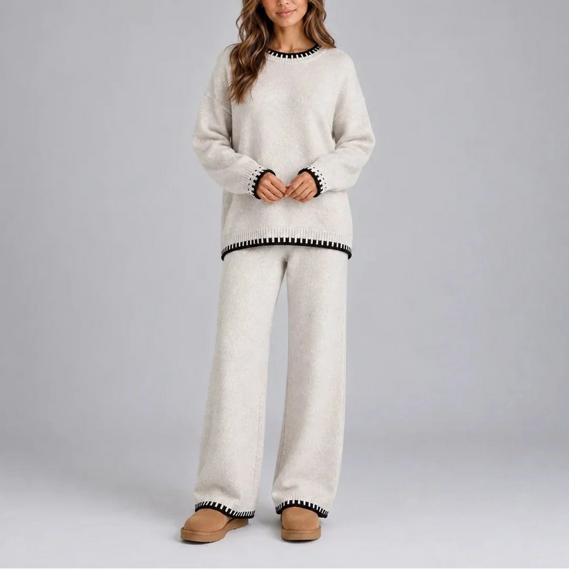 Evelyn Knitted Loungewear Set - White