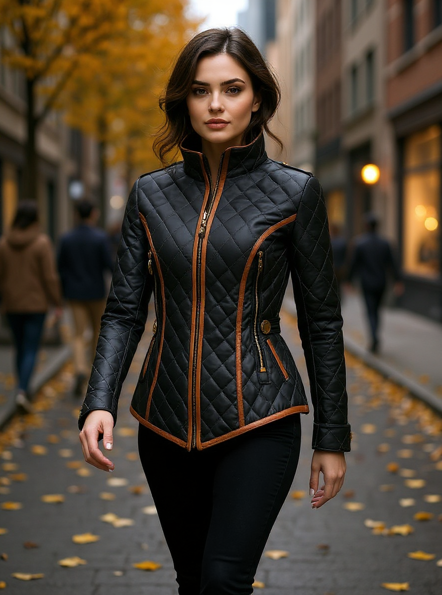 Niamh Fitted Quilted Jacket - Black
