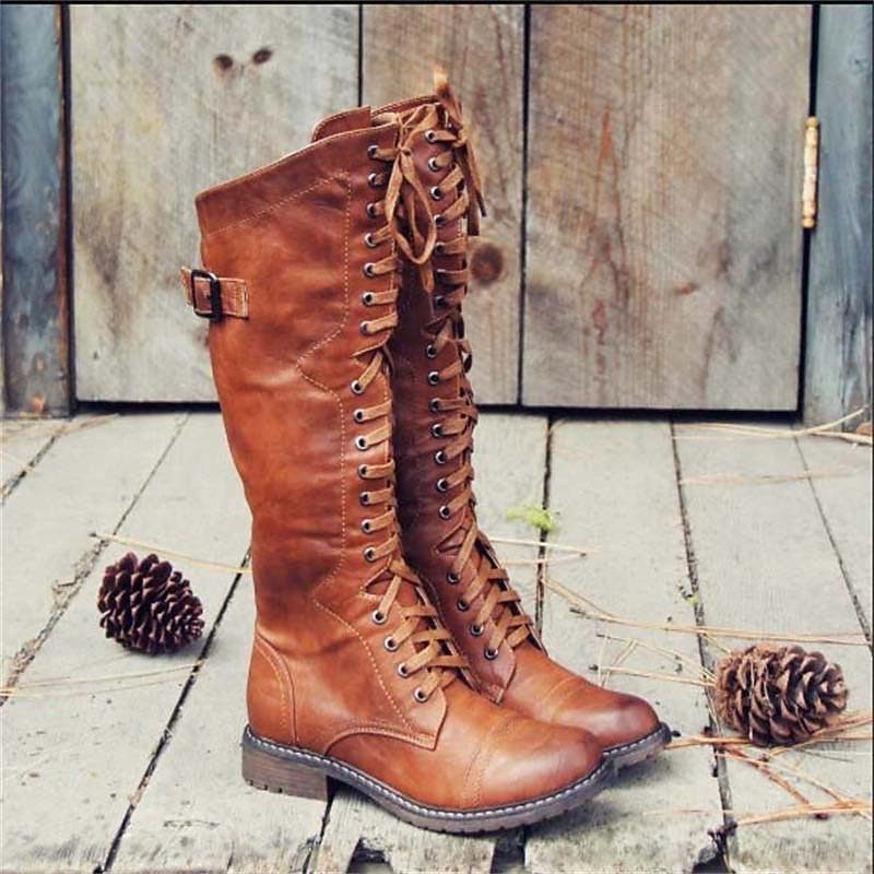 Wren Women's Leather Knee High Boots - Brown