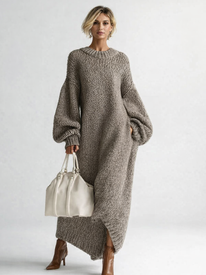 Arabella Women's Knitted Jumper Dress - Grey