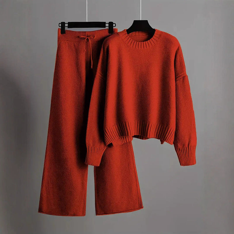 Carol Knitted Loungewear Set - Red