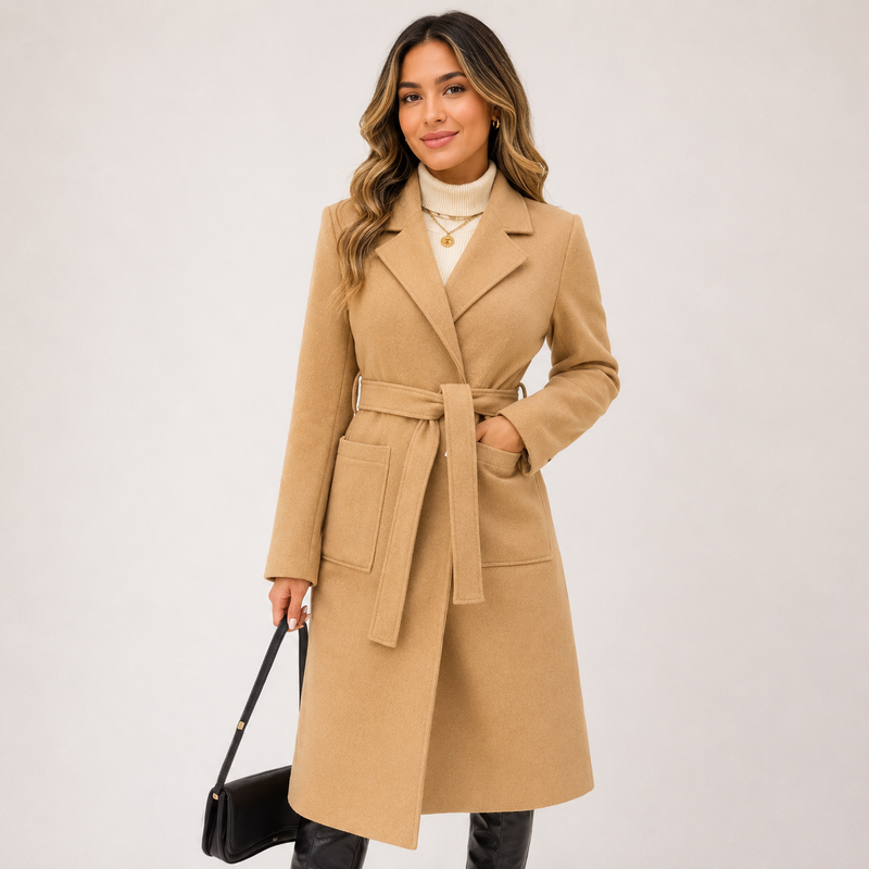 Orla Women's Wool Winter Coat - Khaki