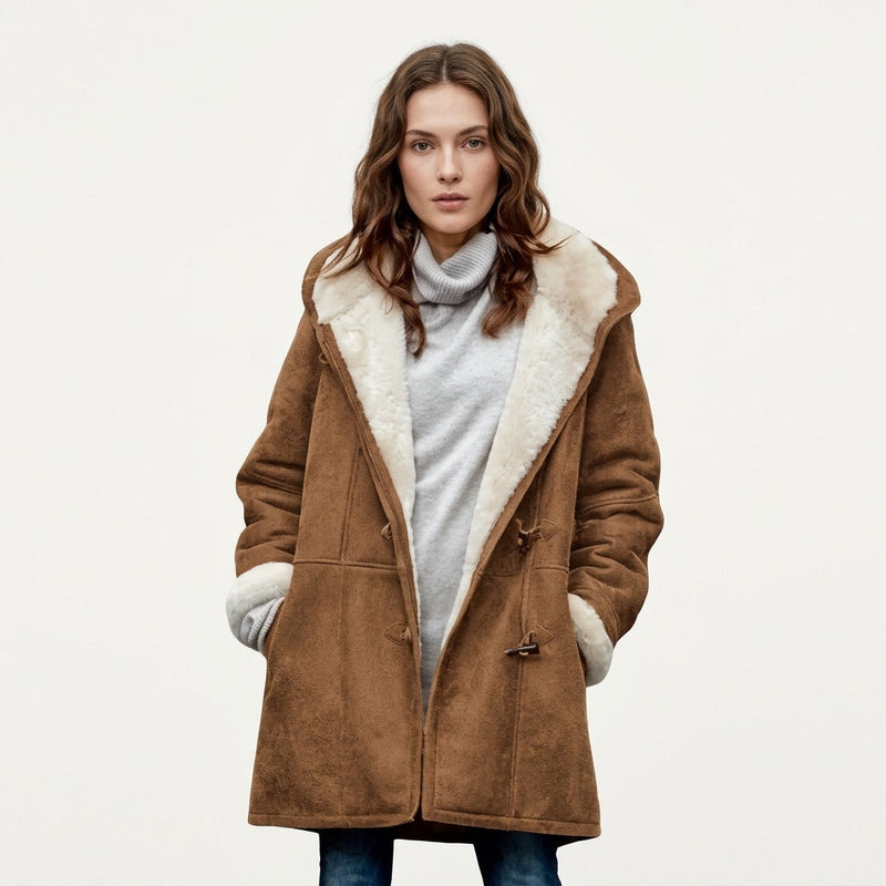 Winnie Women's Sherpa Winter Coat - Khaki