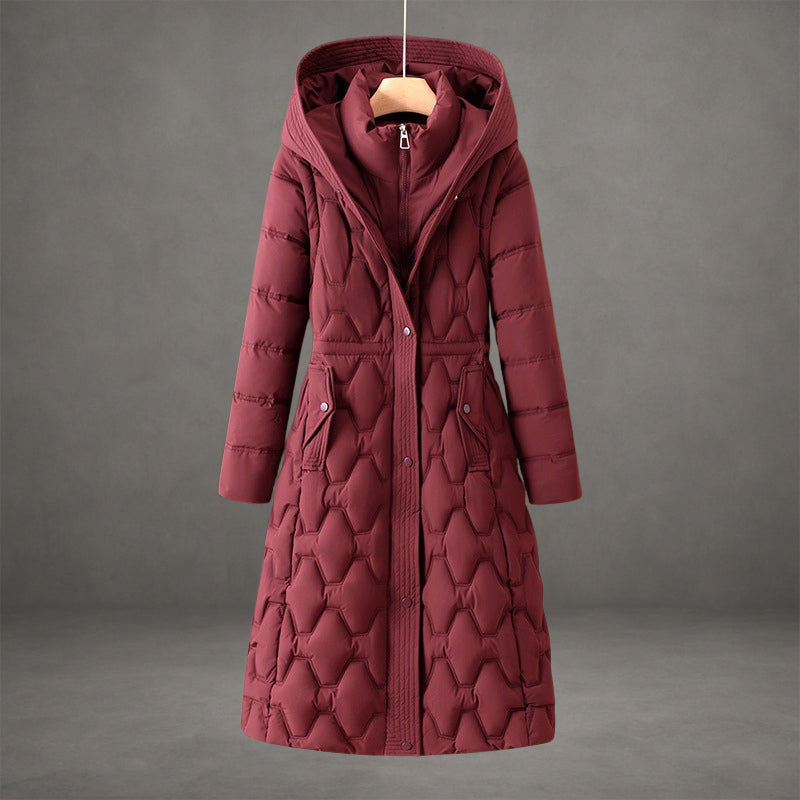 Cara Women's Winter Down Padded Long Puffer Coat - Red