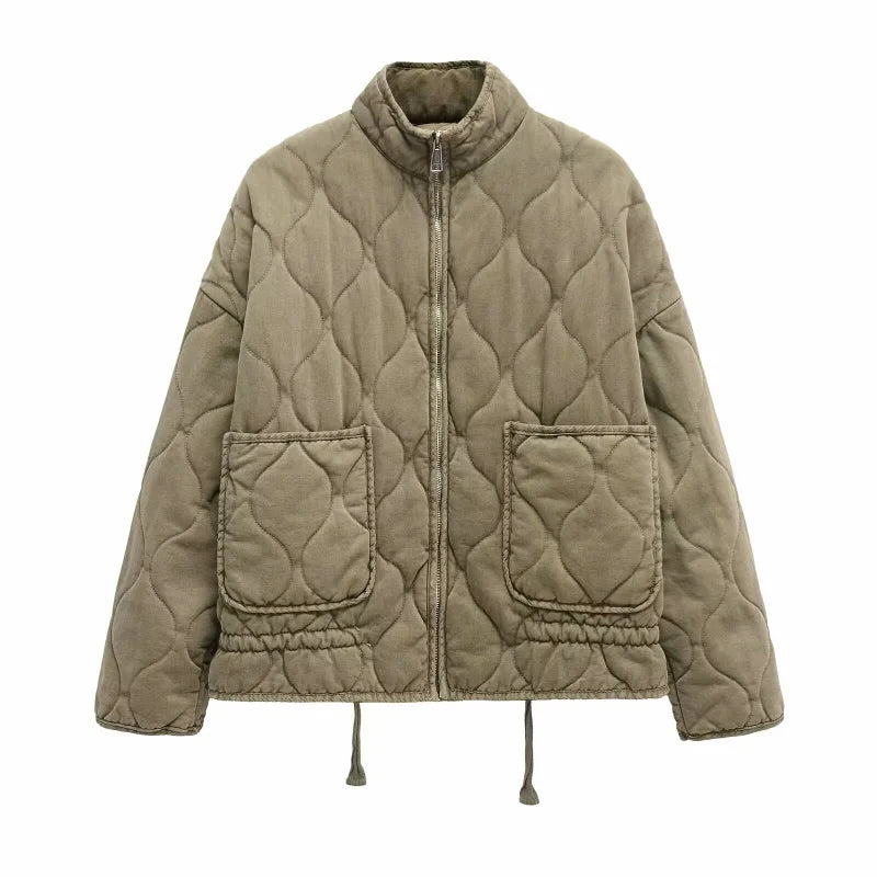 Pippa | Women's Quilted Jacket with High Collar and Oversized Patch Pockets